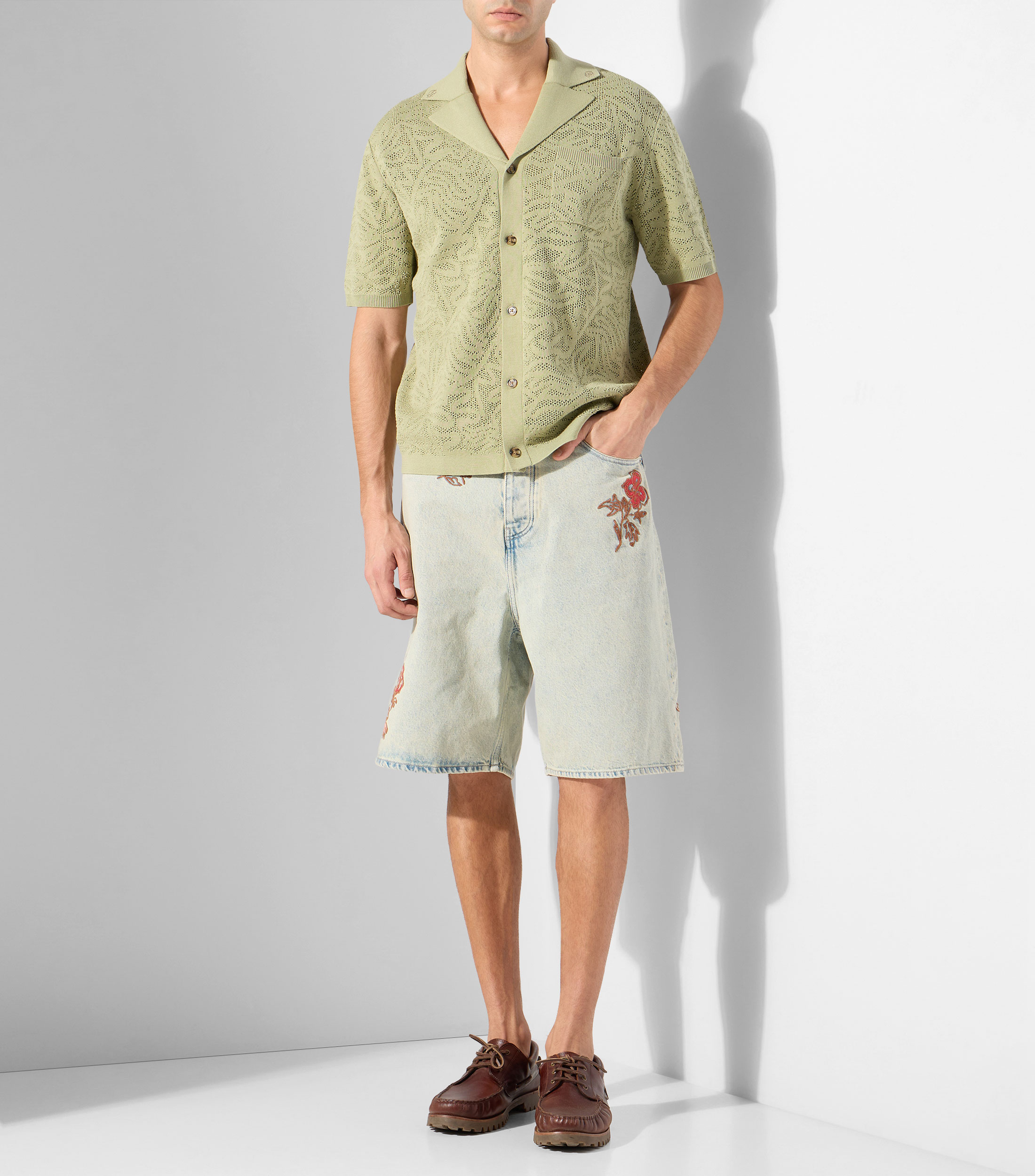 Camisa lisa manga corta Hombre